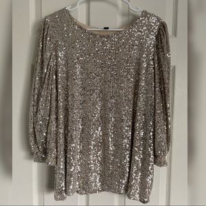 Cable & Gauge Sequin Bell Sleeve Blouse